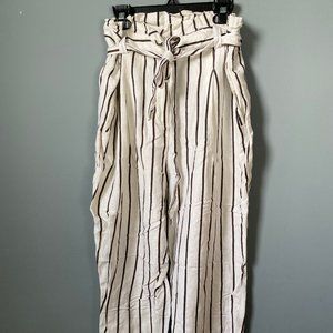 Dex Wide-legged White and Brown Stripe Pants